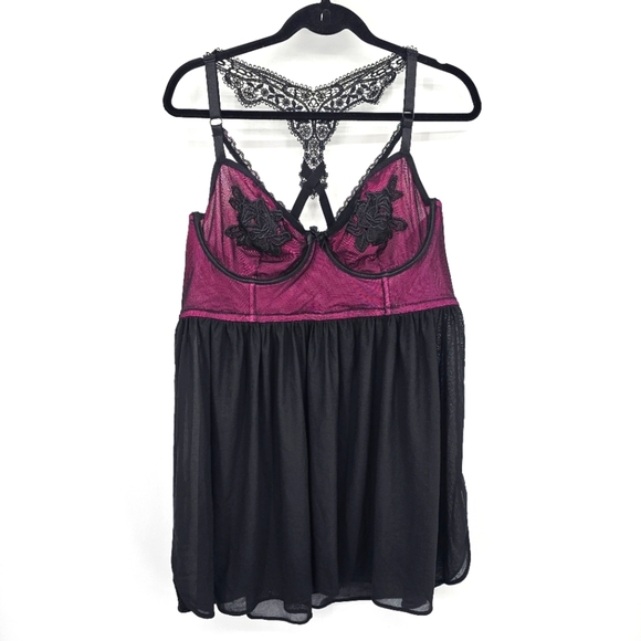 Torrid Racerback Black & Pink Babydoll Whimsy Fairy Goth Lingere - Picture 1 of 8